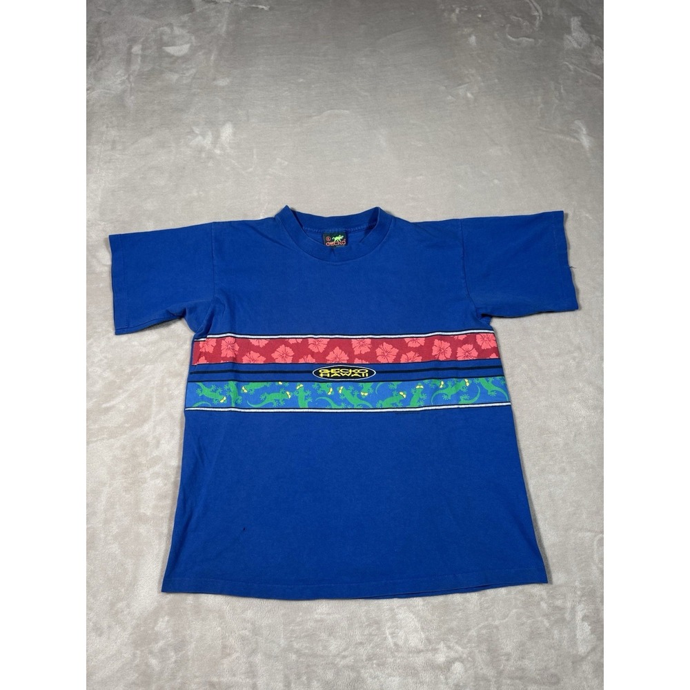 Vintage Gecko Hawaii Shirt Kids XL (Adult Small) Blue All Over Print MADE IN USA